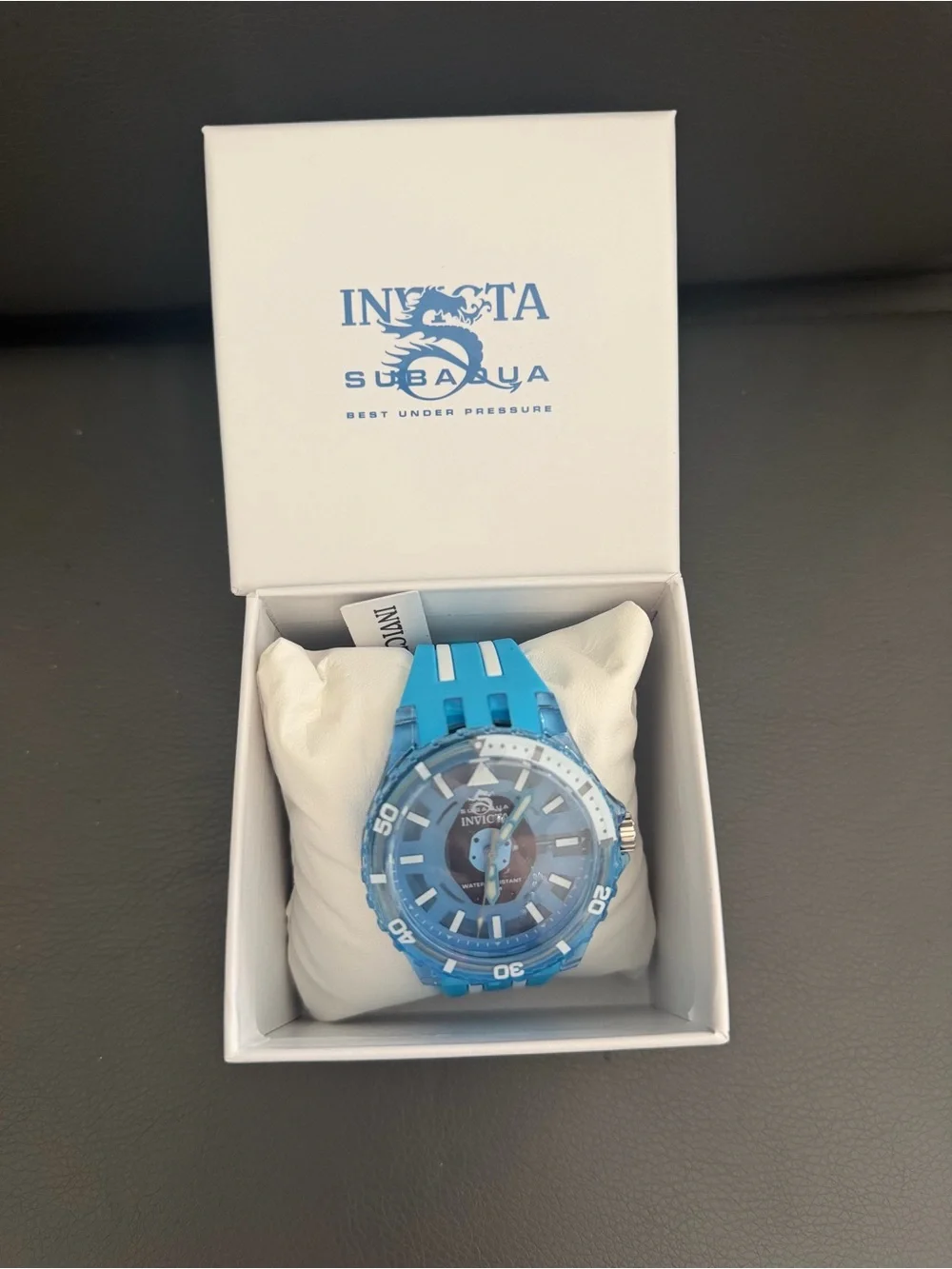 Invicta Blue and White Silicone Strap Dive-Style Watch - UNISEX